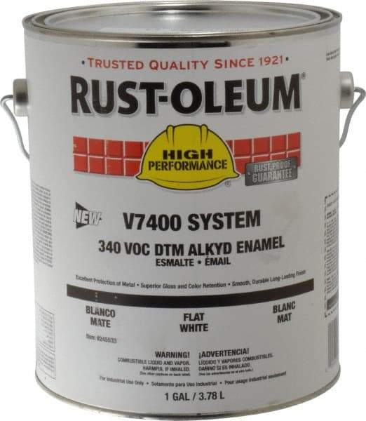 Rust-Oleum - 1 Gal White Flat Finish Alkyd Enamel Paint - 230 to 425 Sq Ft per Gal, Interior/Exterior, Direct to Metal, <340 gL VOC Compliance - A1 Tooling