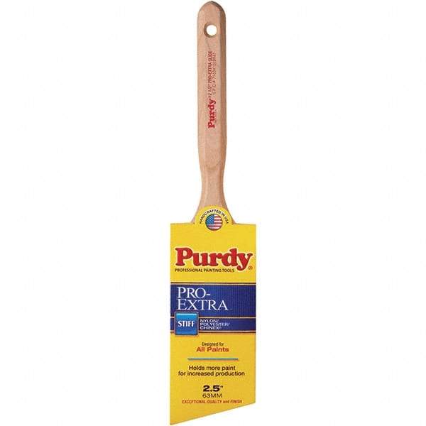 Purdy - 2-1/2" Angled Nylon/Polyester General Purpose Paint Brush - 3-3/16" Bristle Length, 7-1/4" Wood Fluted Handle - A1 Tooling