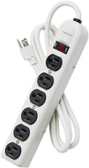 FELLOWES - 6 Outlets, 120 Volts, 15 Amps, 6' Cord, Standard Power Outlet Strip - Floor Mount, 5-15R NEMA Configuration - A1 Tooling