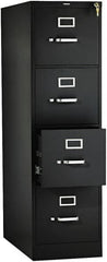 Hon - 15" Wide x 52" High x 26-1/2" Deep, 4 Drawer Vertical File with Lock - Steel, Black - A1 Tooling