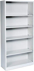 Hon - 5 Shelf, 71" High x 34" Wide Bookcase - 12" Deep, Steel, Light Gray - A1 Tooling