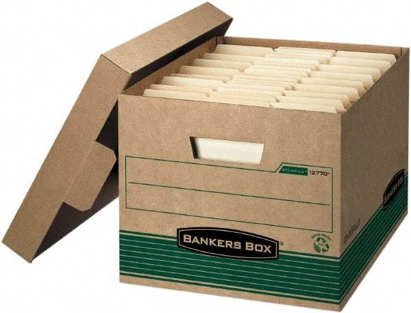 BANKERS BOX - 1 Compartment, 12 Inch Wide x 15 Inch Deep x 10 Inch High, File Storage Box - Paper, Kraft and Green - A1 Tooling