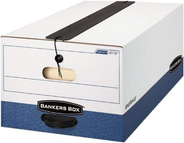 BANKERS BOX - 1 Compartment, 15 Inch Wide x 24 Inch Deep x 10 Inch High, File Storage Box - Paper, White and Blue - A1 Tooling