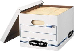 BANKERS BOX - 1 Compartment, 12 Inch Wide x 15 Inch Deep x 10 Inch High, File Storage Box - 1 Ply Side, 2 Ply Bottom, 2 Ply End, White and Blue - A1 Tooling