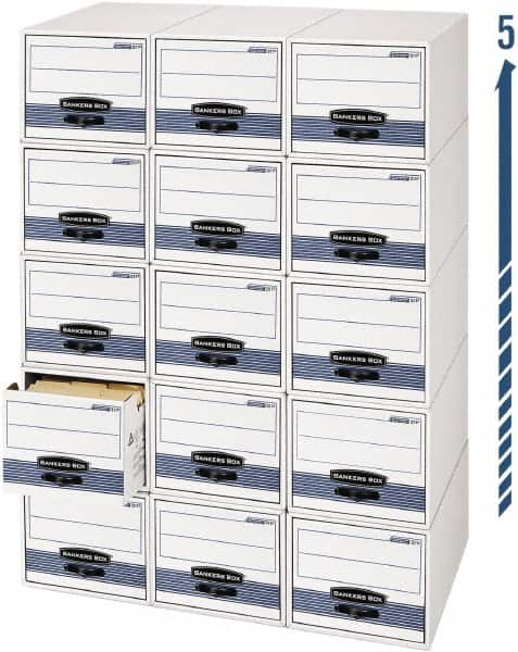 BANKERS BOX - 1 Compartment, 15 Inch Wide x 23 Inch Deep x 10 Inch High, File Storage Box - Steel Wire Frame, White and Blue - A1 Tooling