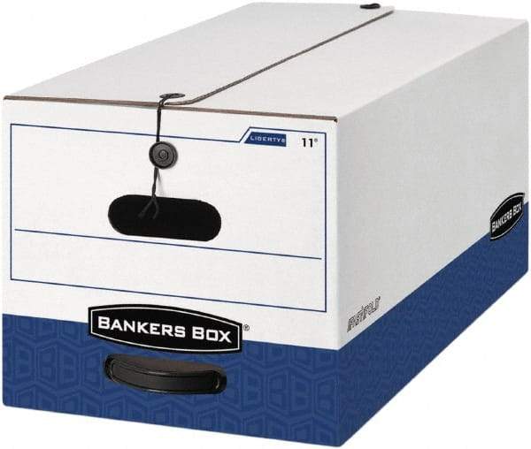 BANKERS BOX - 1 Compartment, 15 Inch Wide x 24 Inch Deep x 10 Inch High, File Storage Box - 1 Ply Side, 2 Ply Bottom, 2 Ply End, White and Blue - A1 Tooling