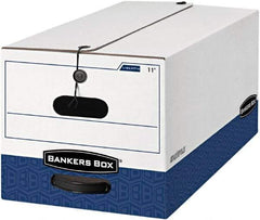 BANKERS BOX - 1 Compartment, 12 Inch Wide x 24 Inch Deep x 10 Inch High, File Storage Box - 1 Ply Side, 2 Ply Bottom, 2 Ply End, White and Blue - A1 Tooling