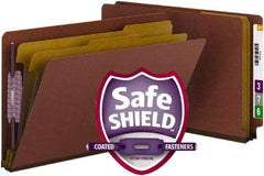 Samsill - 8-1/2 x 14", Legal, Red, Classification Folders with End Tab Fastener - 11 Point Stock, Straight Tab Cut Location - A1 Tooling