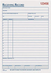 TOPS - 50 Sheet, 5-1/2 x 7-7/8", Receiving Record Book - White - A1 Tooling