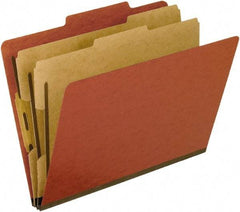 Pendaflex - 8-1/2 x 11", Letter Size, Red, Classification Folders with Top Tab Fastener - 11 Point Stock, 2/5 Tab Cut Location - A1 Tooling