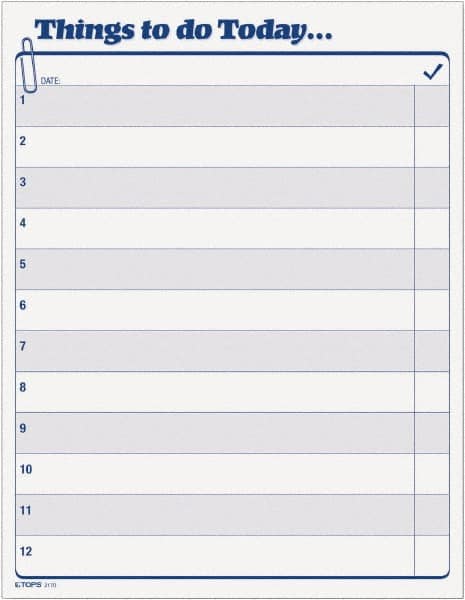 TOPS - 100 Sheet, 8-1/2 x 11", Daily Agenda - White - A1 Tooling