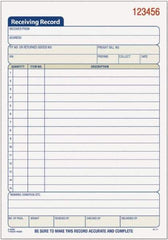 TOPS - 50 Sheet, 5-1/2 x 7-7/8", Receiving Record Book - White - A1 Tooling