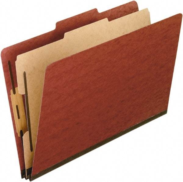 Pendaflex - 8-1/2 x 14", Legal, Red, Classification Folders with Top Tab Fastener - 11 Point Stock, 2/5 Tab Cut Location - A1 Tooling