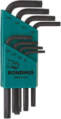 Bondhus - 8 Piece T9 to T40 Protanium High Torque Steel L-Key Torx Key Set - T9, T10, T15, T20, T25, T27, T30, T40 Torx Size - A1 Tooling