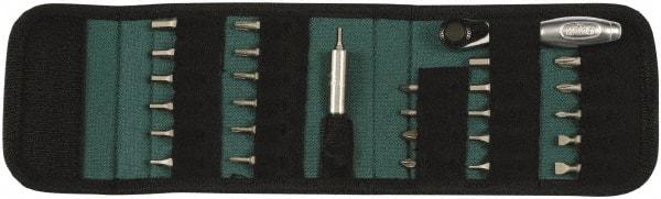 Wiha - 29 Piece, Screwdriver 1/4" Reversible Ratchet Bit Set - #0, #1 & #2 Phillips, 5/64 to 3/16" Hex, 2 to 5mm Hex, T8 to T25 Torx, #1 & #2 Pozidriv, #1 & #2 Square Recess - A1 Tooling