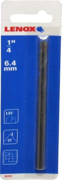 Lenox - 1/4" Pin Diam, 4" Long Carbide-Tipped Pilot Drill - 9/16 to 1-3/16" Tool Diam Compatibility, Compatible with Hole Cutters - A1 Tooling