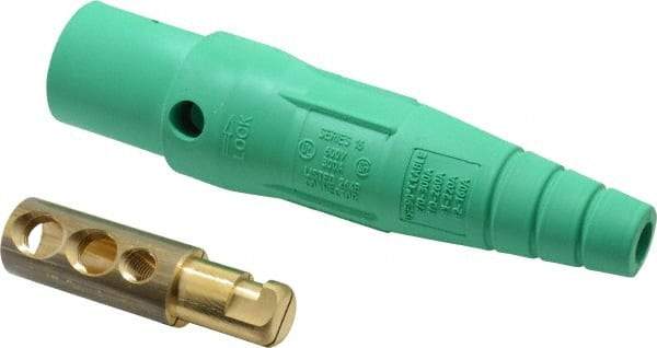 Leviton - 3R NEMA Rated, 600 Volt, 300 Amp, 2 to 2/0 AWG, Cam, Double Set Screw, Male Single Pole Plug and Connector - 7.01 Inch Long, Green - A1 Tooling