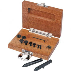 TESA Brown & Sharpe - 0.06, 0.11 & 0.156" Groove Depth, Black Oxide Cold Rolled Steel & Wood (Case) Caliper Centerline Attachment - 19 Pieces, 0.65" Bore Depth, For Use with Brown & Sharpe & Competitive 6" Dial, Digital & Vernier Calipers - A1 Tooling