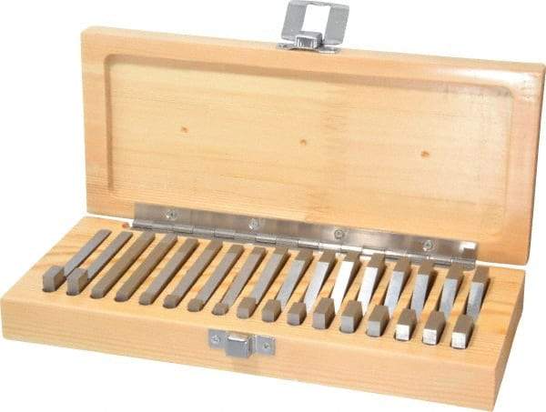 TESA Brown & Sharpe - 0.25 to 45° Angle, 3 Inch Long, Angle Block Set - 50-55 Rc Hardness, 17 Pieces - A1 Tooling