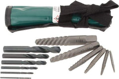 Cleveland - 12 Piece Spiral Flute Screw Extractor & Drill Set - Screw Range 3/16 to 1" - A1 Tooling