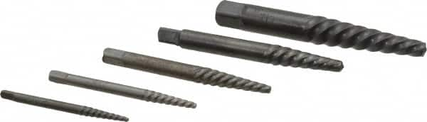 Cleveland - 5 Piece Spiral Flute Screw Extractor Set - Screw Range 3/16 to 3/4" - A1 Tooling