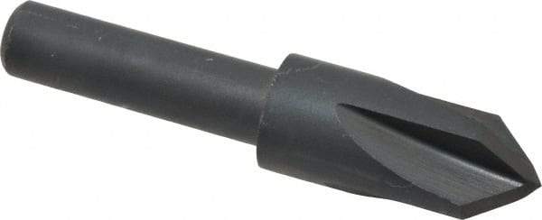 Cleveland - 3/8" Head Diam, 1/4" Shank Diam, 4 Flute 82° High Speed Steel Countersink - Oxide Finish, 1.656" OAL, Single End, Straight Shank, Right Hand Cut - A1 Tooling