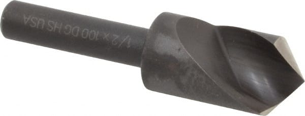 Cleveland - 1/2" Head Diam, 1/4" Shank Diam, 1 Flute 100° High Speed Steel Countersink - A1 Tooling