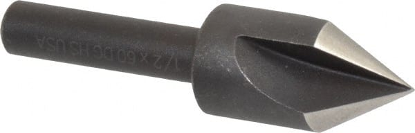 Cleveland - 1/2" Head Diam, 1/4" Shank Diam, 3 Flute 60° High Speed Steel Countersink - A1 Tooling