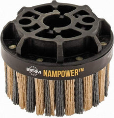 Brush Research Mfg. - 4" 80 Grit Ceramic/Silicon Carbide Tapered Disc Brush - Coarse Grade, CNC Adapter Connector, 0.71" Trim Length, 7/8" Arbor Hole - A1 Tooling