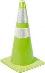 PRO-SAFE - 28" High, Lime Rigid Traffic Cone - 14" Base Width, 7 Lb, PVC - A1 Tooling