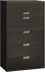 Hon - 42" Wide x 67" High x 19-1/4" Deep, 5 Drawer Roll-Out, Roll-Out Posting - Steel, Charcoal - A1 Tooling