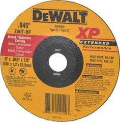 DeWALT - 60 Grit, 6" Wheel Diam, 7/8" Arbor Hole, Type 27 Depressed Center Wheel - Zirconia Alumina, T Hardness, 10,100 Max RPM, Compatible with Angle Grinder - A1 Tooling