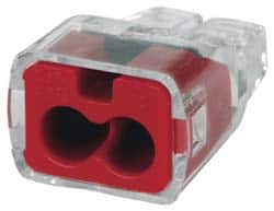 Ideal - 2 Port, 18 to 12 AWG Compatible, Push-In Wire Connector - 0.78" OAL x 0.52" OAW x 0.38" OAH, Red - A1 Tooling