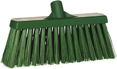 Vikan - 12" Heavy Duty Synthetic Push Broom - 2" Bristle Length, Plastic Block, European Threaded Handle Connection - A1 Tooling