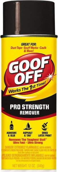 Goof Off - Adhesive, Graffiti & Rust Removers Type: Adhesive Remover Removes/Dissolves: Caulk Residue; Chewing Gum; Crayon; Glue; Marker; Paint; Pen; Scuff Marks; Tar; Stickers; Tree Sap - A1 Tooling