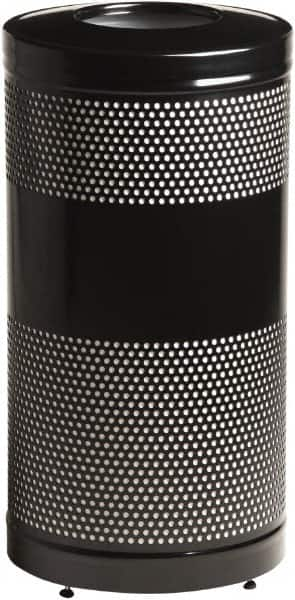 Rubbermaid - 25 Gal Black Round Decorative Waste Receptacle With Top - Steel, 902mm High - A1 Tooling