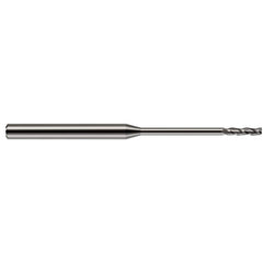 Square End Mill: 1/16'' Dia, 5/16'' LOC, 1/8'' Shank Dia, 2-1/2'' OAL, 4 Flutes, Solid Carbide Single End, Uncoated, 30 ° Helix, Centercutting, RH Cut, RH Flute