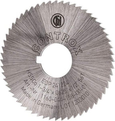 Controx - 1-3/4" Diam x 1/16" Blade Thickness x 1/2" Arbor Hole Diam, 56 Tooth Slitting and Slotting Saw - Arbor Connection, Right Hand, Uncoated, Cobalt, Concave Ground, Contains Keyway - A1 Tooling