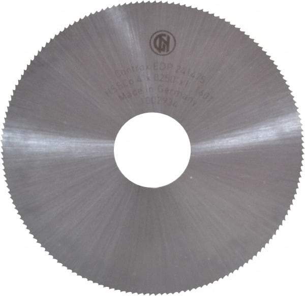 Controx - 4" Diam x 0.025" Blade Thickness x 1" Arbor Hole Diam, 160 Tooth Slitting and Slotting Saw - Arbor Connection, Right Hand, Uncoated, Cobalt, Concave Ground - A1 Tooling