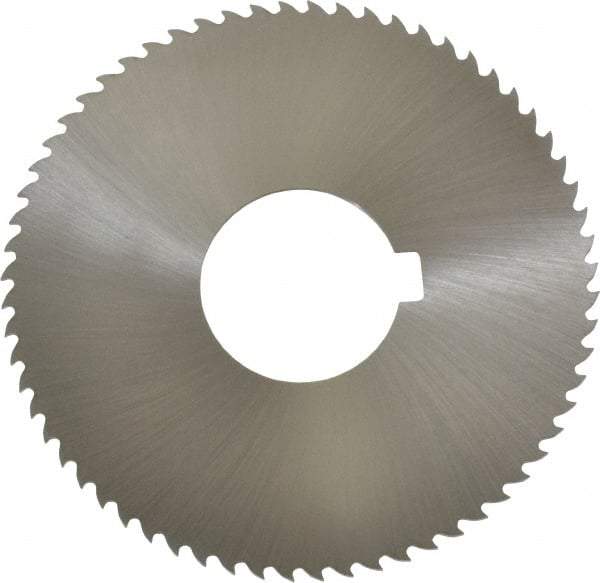 Controx - 3" Diam x 0.0469" Blade Thickness x 1" Arbor Hole Diam, 64 Tooth Slitting and Slotting Saw - Arbor Connection, Right Hand, Uncoated, Cobalt, 15° Rake, Concave Ground, Contains Keyway - A1 Tooling