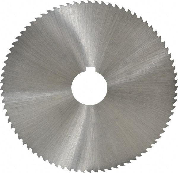 Controx - 5" Diam x 0.0469" Blade Thickness x 1" Arbor Hole Diam, 80 Tooth Slitting and Slotting Saw - Arbor Connection, Right Hand, Uncoated, Cobalt, 15° Rake, Concave Ground, Contains Keyway - A1 Tooling