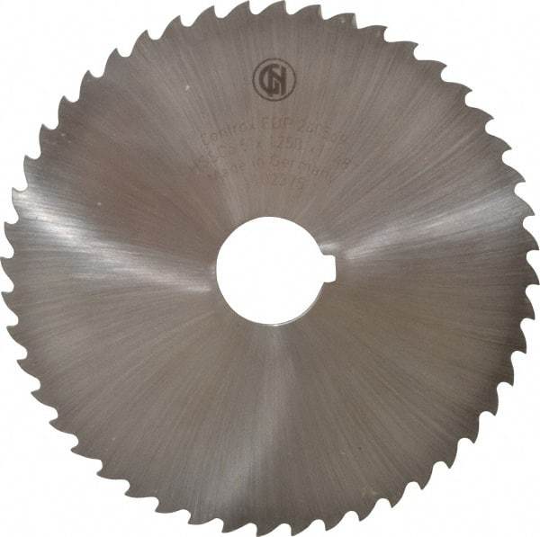 Controx - 5" Diam x 1/8" Blade Thickness x 1" Arbor Hole Diam, 48 Tooth Slitting and Slotting Saw - Arbor Connection, Right Hand, Uncoated, Cobalt, 15° Rake, Concave Ground, Contains Keyway - A1 Tooling