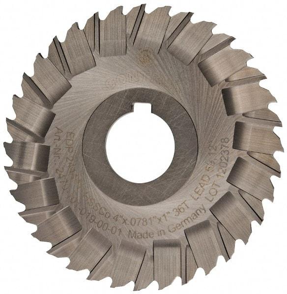 Controx - 4" Blade Diam x x 0.0781" Blade Thickness, 1" Hole, 36 Teeth, Cobalt Side Chip Saw - Staggered Tooth, Arbor Connection, Right Hand Cut, Uncoated, with Keyway - A1 Tooling