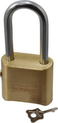 Master Lock - 2" Body Width, 2-1/8" Shackle Clearance, Solid Brass Combination Lock - 5/16" Shackle Diam, 1" Shackle Width, Control Key is Sold Separately - A1 Tooling