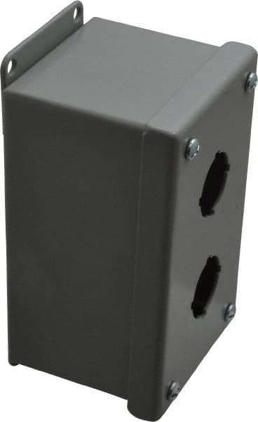 Cooper B-Line - 2 Hole, 1.203 Inch Hole Diameter, Steel Pushbutton Switch Enclosure - 5-3/4 Inch High x 3-1/4 Inch Wide x 3 Inch Deep, 12, 13 NEMA Rated - A1 Tooling