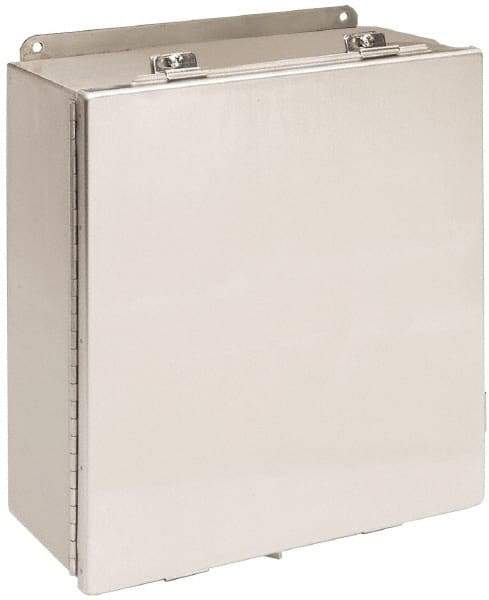 Cooper B-Line - Stainless Steel Standard Enclosure Hinge Flat Cover - NEMA 4, 12, 13, 3RX, 4X, 8" Wide x 10" High x 4" Deep, Corrosion Resistant, Dust-tight, Rainproof & Watertight - A1 Tooling