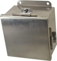 Cooper B-Line - Stainless Steel Standard Enclosure Hinge Flat Cover - NEMA 4, 12, 13, 3RX, 4X, 6" Wide x 6" High x 4" Deep, Corrosion Resistant, Dust-tight, Rainproof & Watertight - A1 Tooling