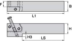 Kennametal - KGMS, Left Hand, Indexable Grooving Tool Holder - 25.4mm Shank Height, 25.4mm Shank Width, 139.9mm OAL - A1 Tooling