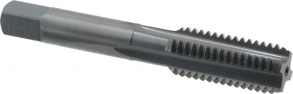 OSG - 5/8-11 UNC 2B 4 Flute Nitride/Oxide Finish High Speed Steel Straight Flute Standard Hand Tap - Bottoming, Right Hand Thread, 3-13/16" OAL, 1-13/16" Thread Length, H5 Limit, Oversize - Exact Industrial Supply