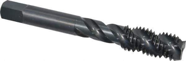 OSG - M12x1.75 Metric Coarse 3 Flute 6H Bottoming Spiral Flute Tap - High Speed Steel, Oxide Finish, 3-3/8" OAL, Right Hand Flute, Right Hand Thread, D6, Series 142 - A1 Tooling